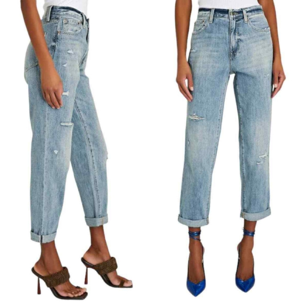 pistola Light Blue Distressed Straight-Leg Jeans - Picture 12 of 12